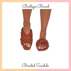 Brown Braided Sandals